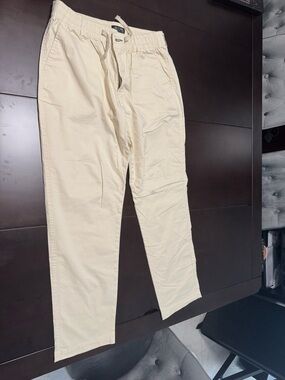 Men's Drawstring Chinos in Light Beige